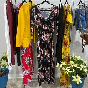 & harmony Black and Pink Maci Wrap Dress